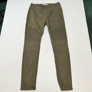 Peek A Boot Socks Womens Biker Moto Jeans Green Pull On Pockets Size Medium
